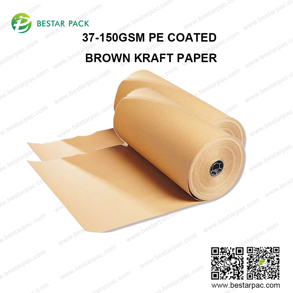 Papel Kraft Marrom Revestido PE 37-150gsm